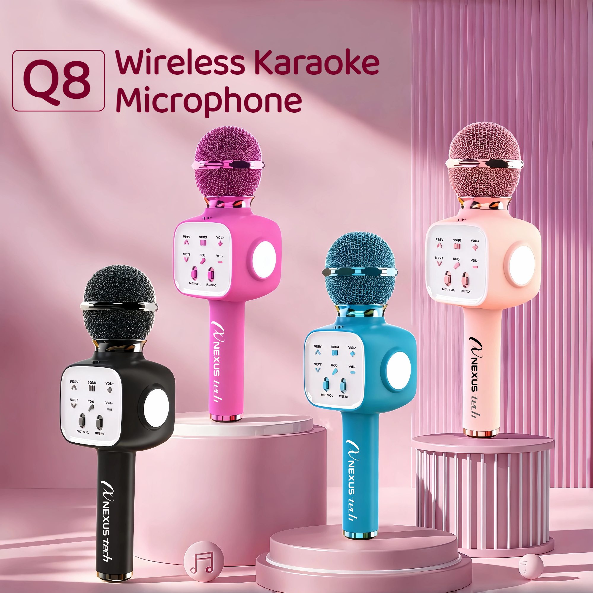 Shure Mic Sm58 - Kabelloses Bluetooth 5.2 Karaoke-Mikrofon, tragbarer Lautsprecher,